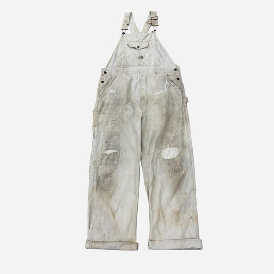 1930s 1940s N&W The Big Favorite white cotton repaired overalls (40w)