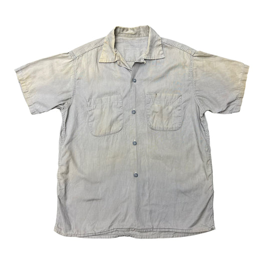 1950s Grey loop collar cotton work shirt (M)