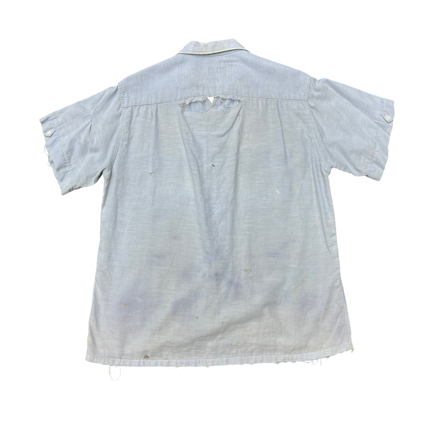 1950s Penney’s Towncraft distressed blue cotton loop collar shirt (M)