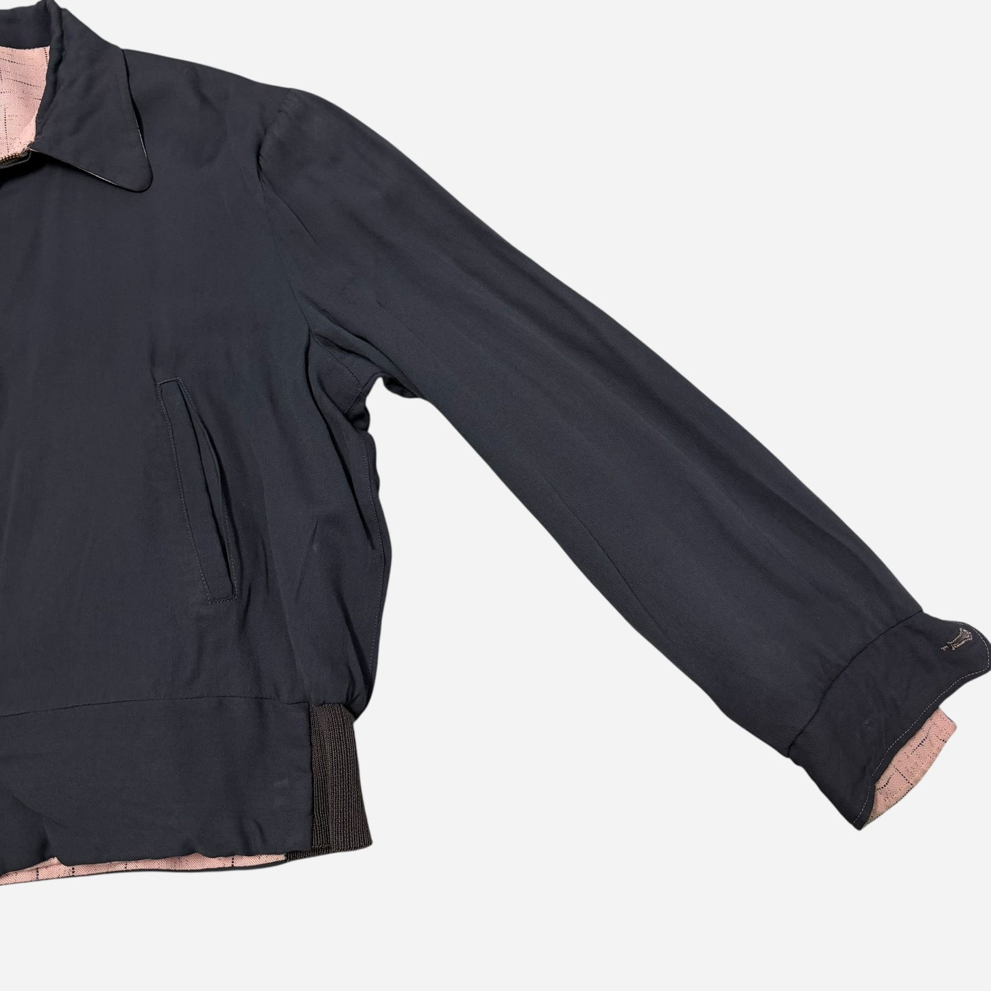 1940s Montgomery Ward pink/gray fleck cotton/rayon reversible ricky jacket (M/L)