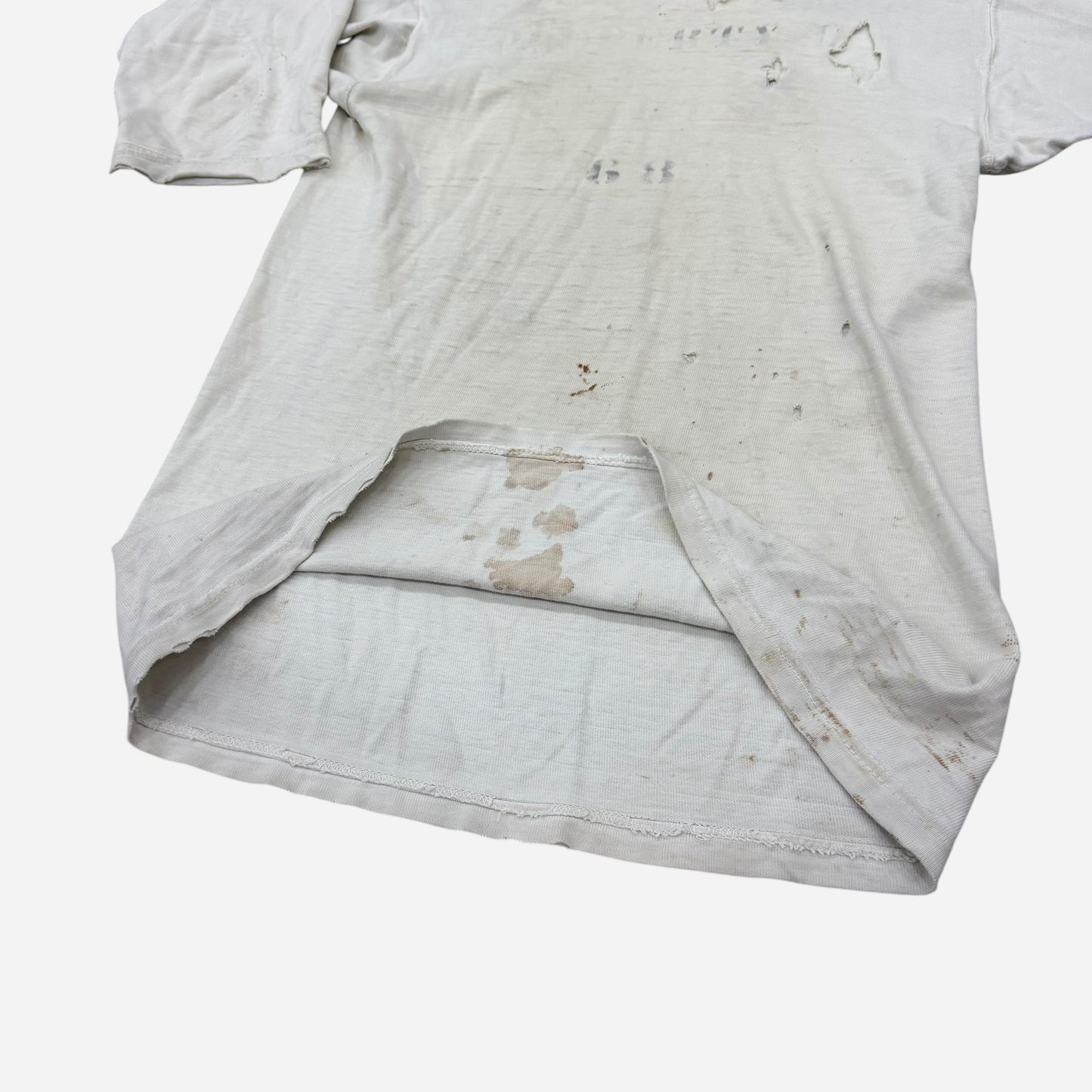 1950s Thrashed white cotton athletic jersey shirt (M)