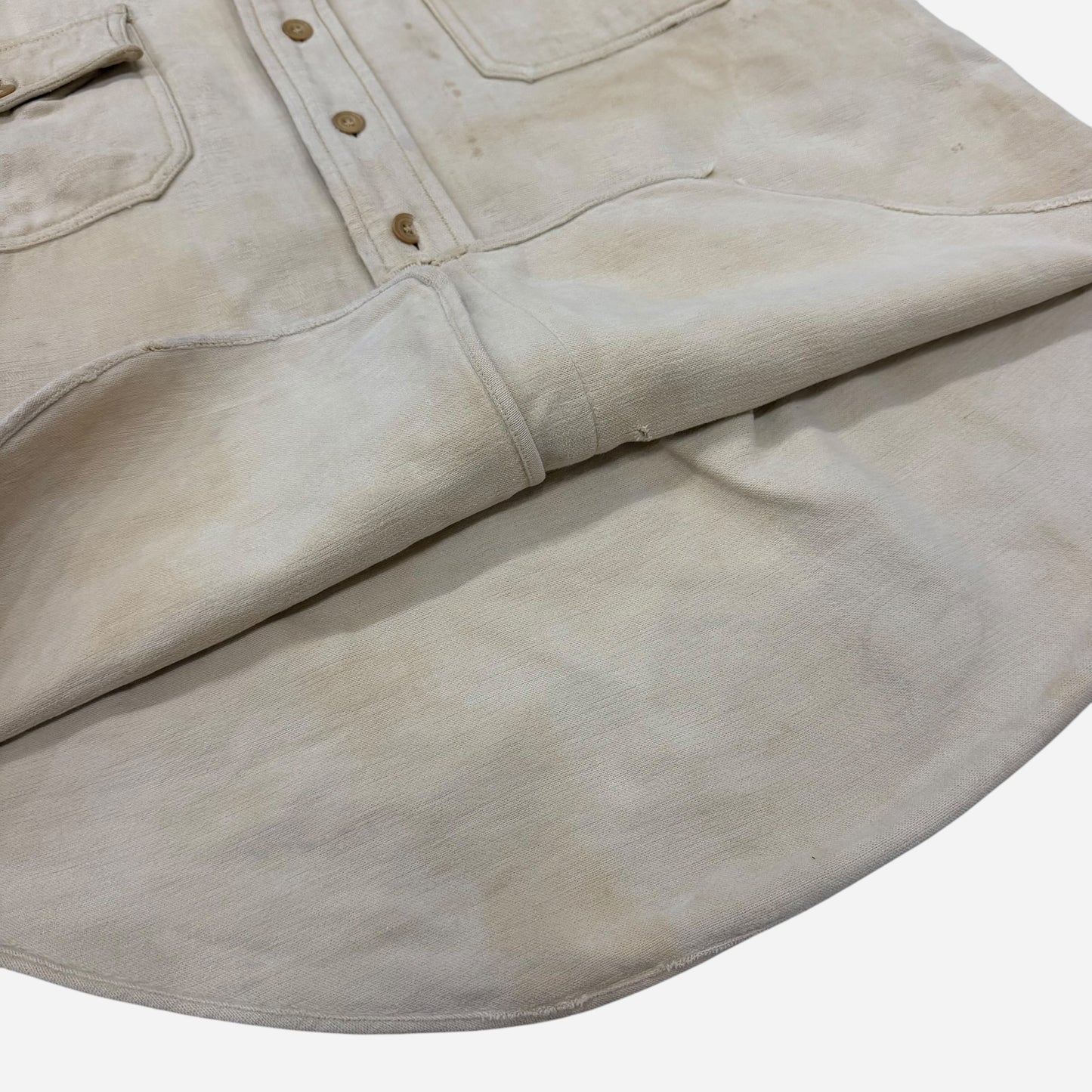 1930s Heavy cotton moleskin collarless work shirt (M/L)