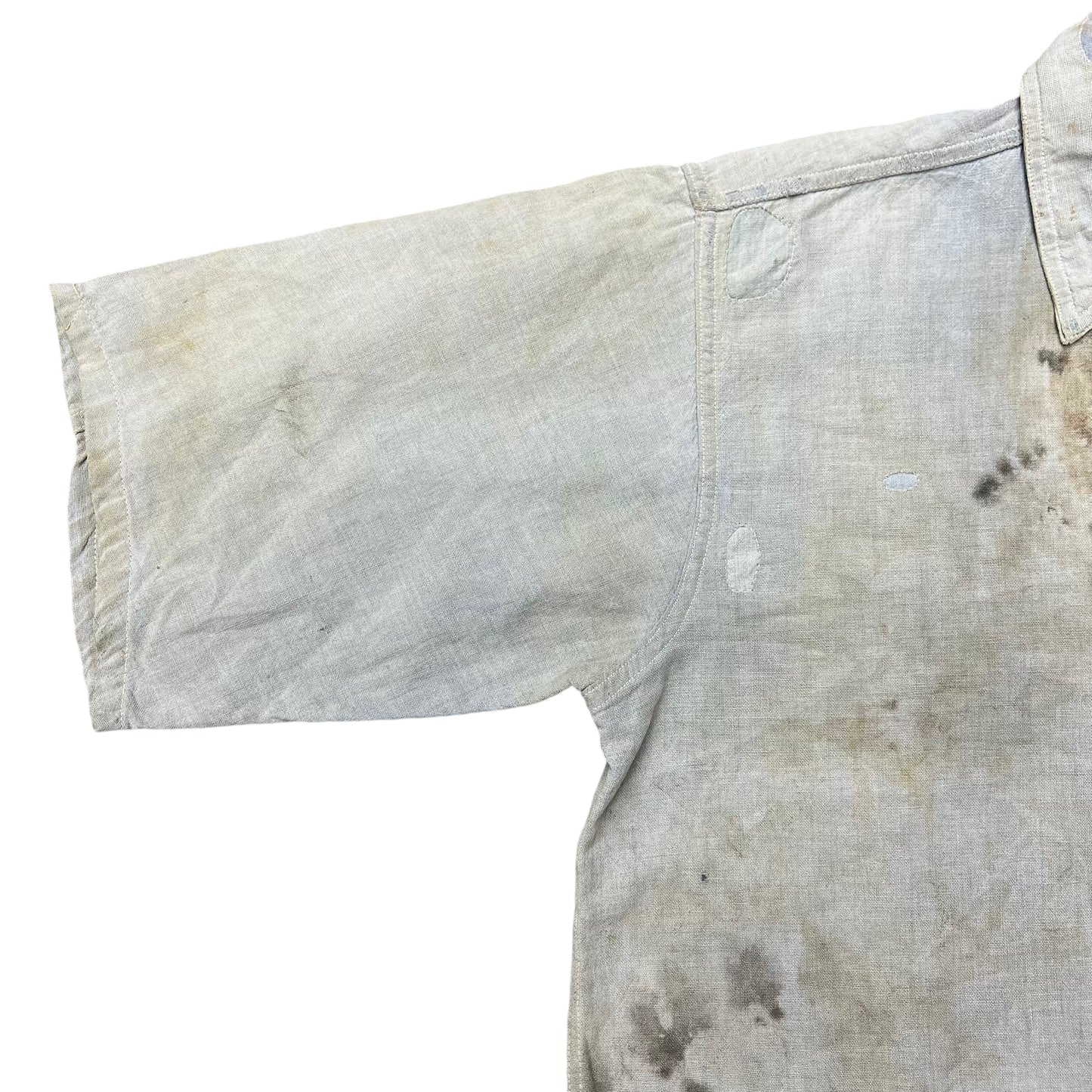 1920s 1930s Blue chambray chinstrap work shirt (M)