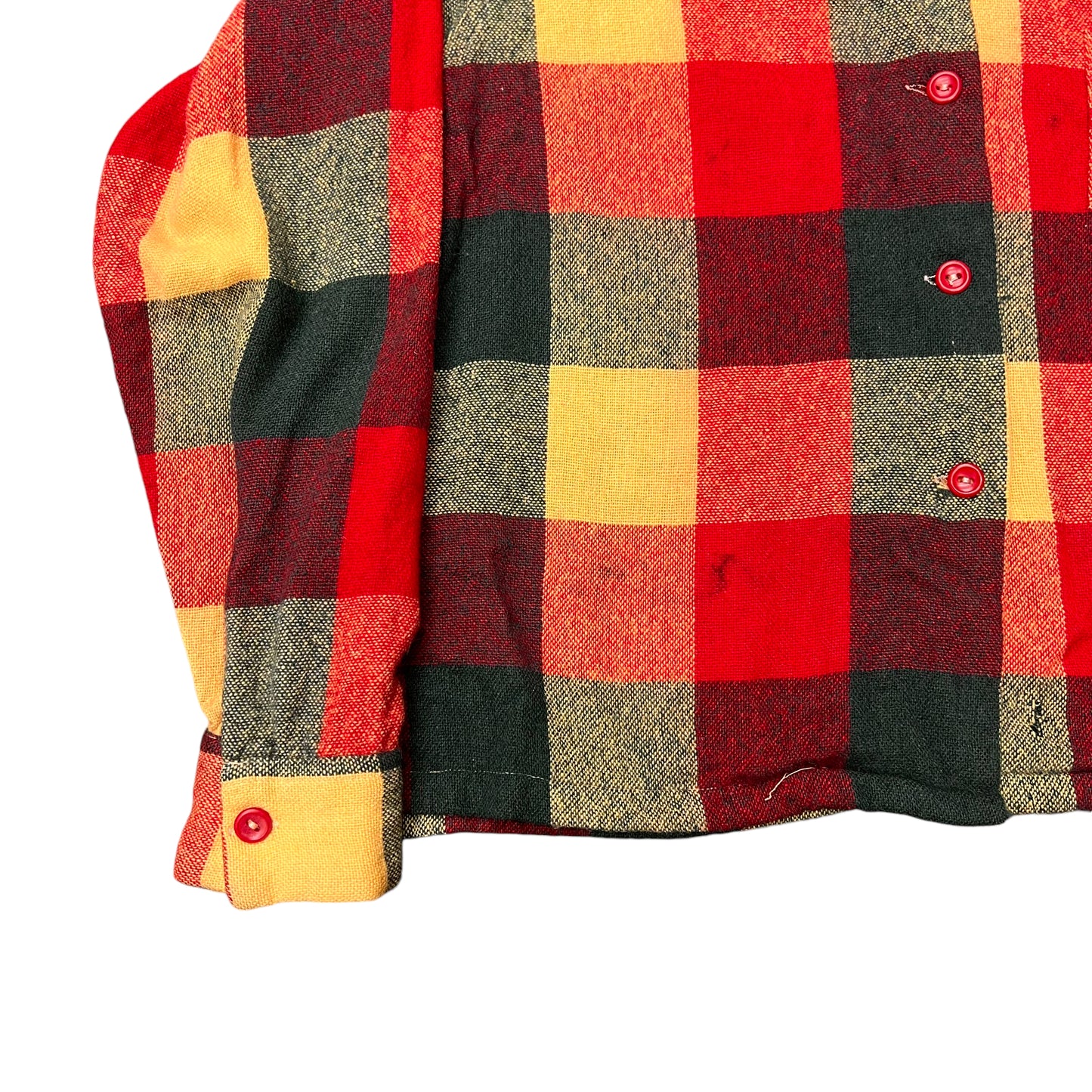 1940s Women’s red box plaid wool shirt flannel (S)