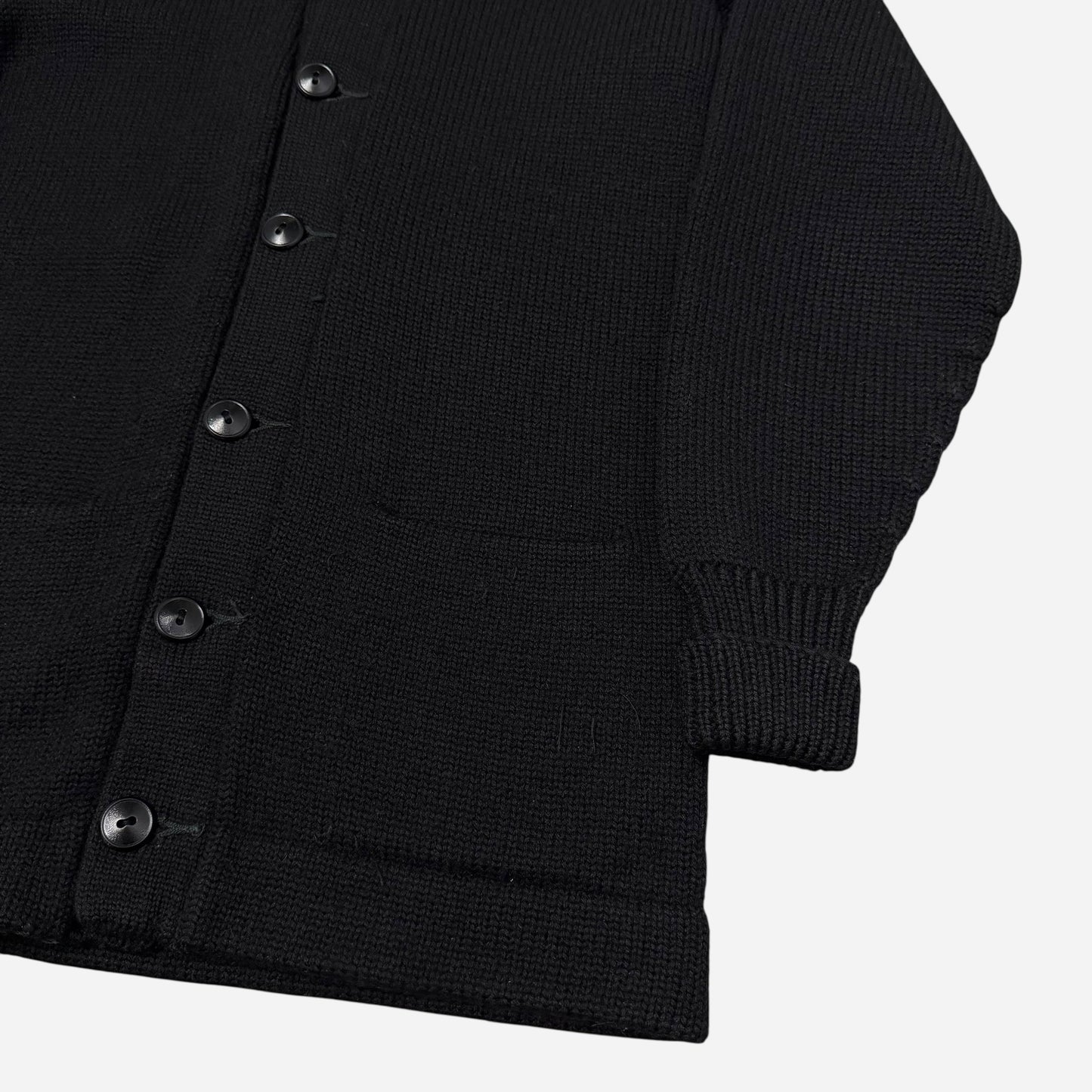 1940s Black wool knit cardigan sweater (M)