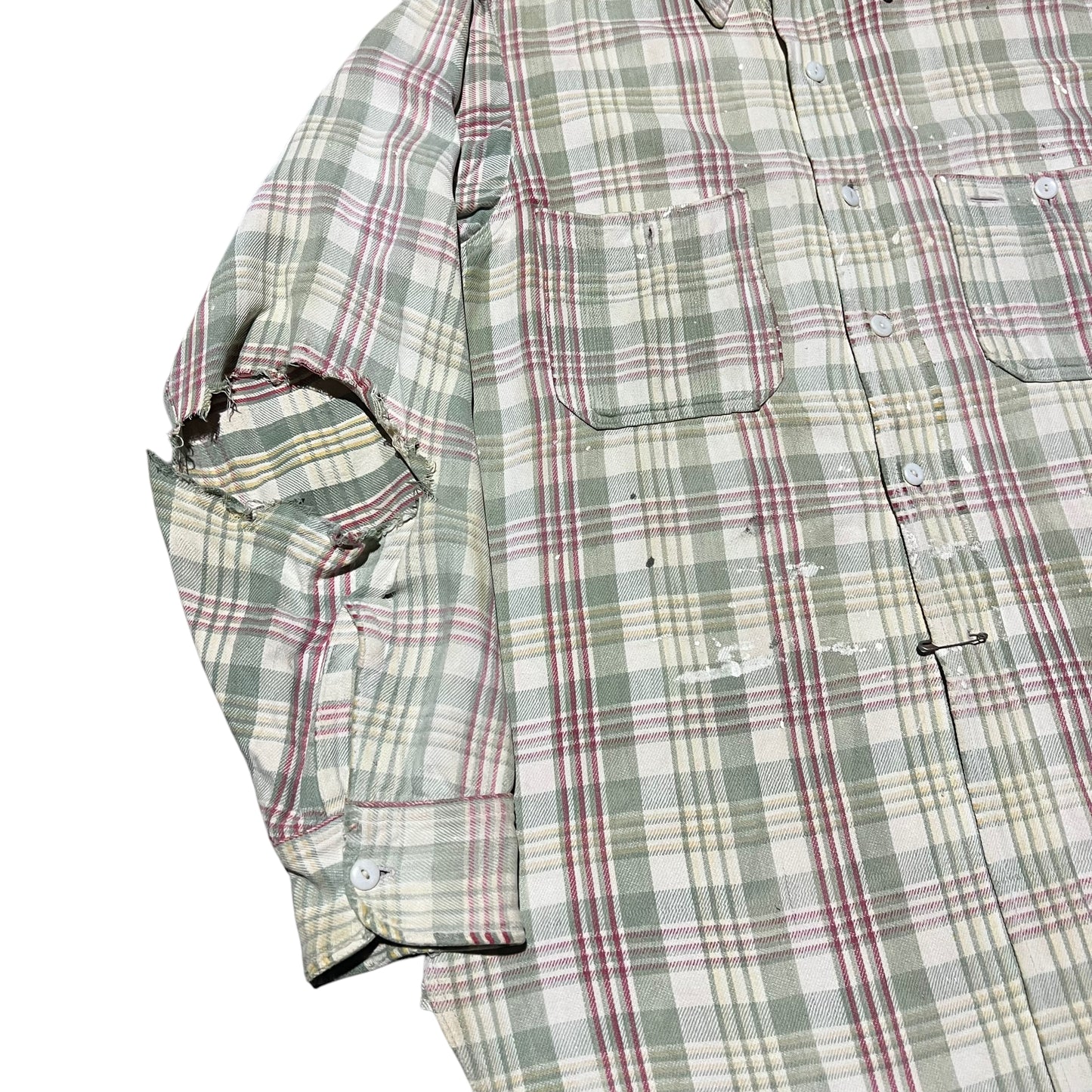 1940s Wards Sun Valley cotton plaid shirt flannel (L/XL)