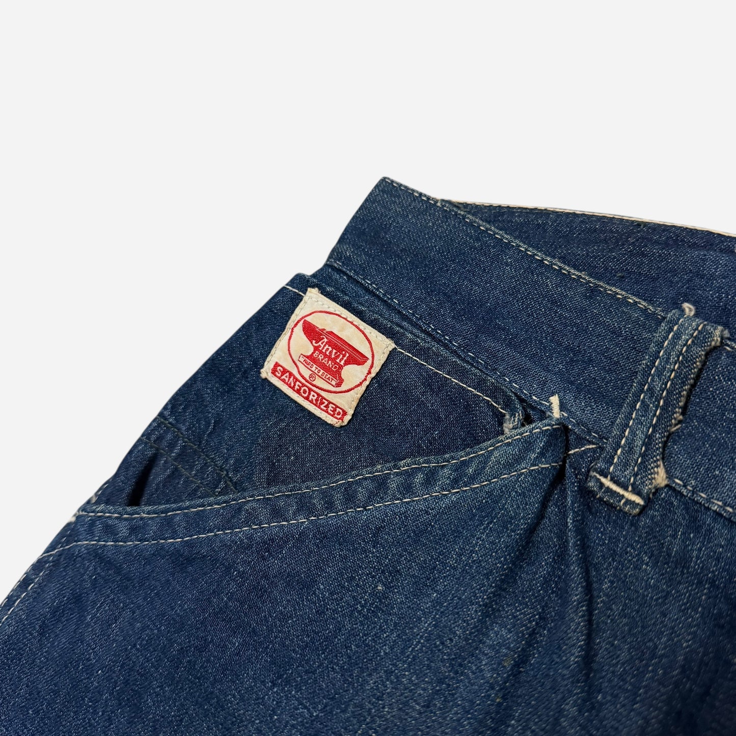 1940s Anvil lace back dark wash denim donut button fly jeans (29w)