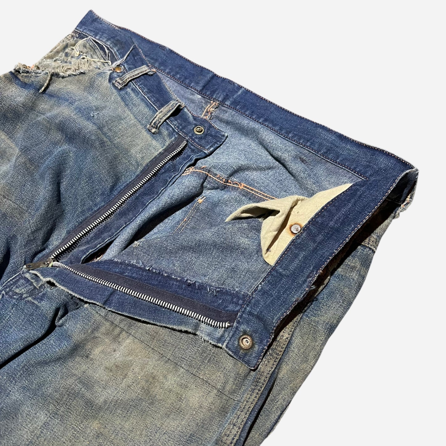 1950s Blue Bell repaired denim carpenter jeans (37w)