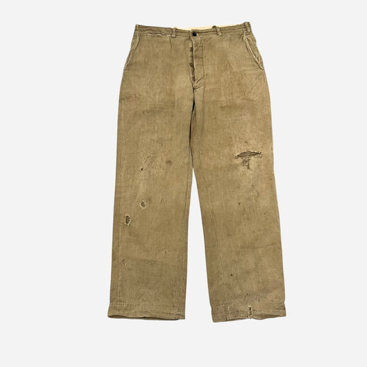 1920s Light cotton button fly pants (30w)
