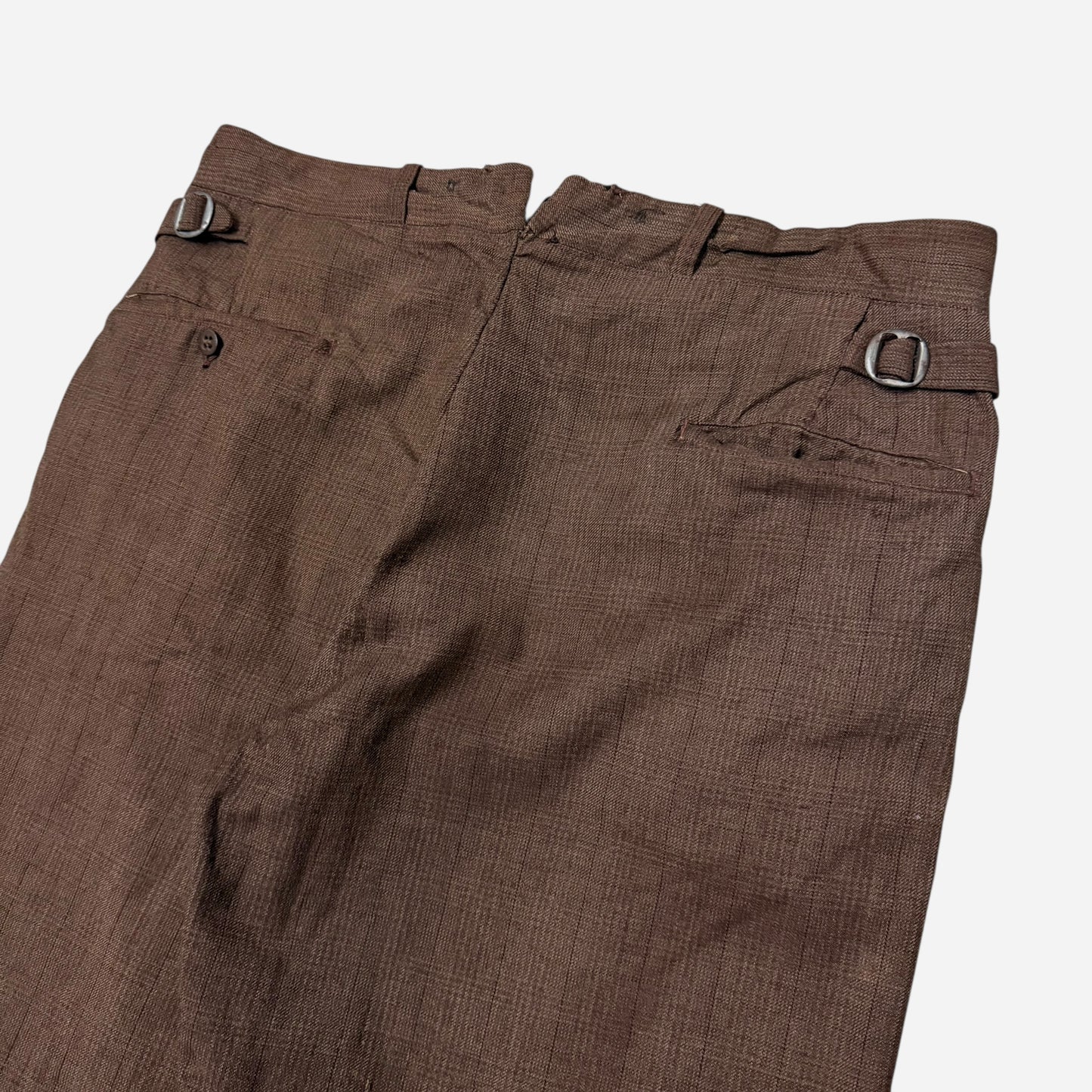 1930s Brown wool pattern side cinch pants (34w)