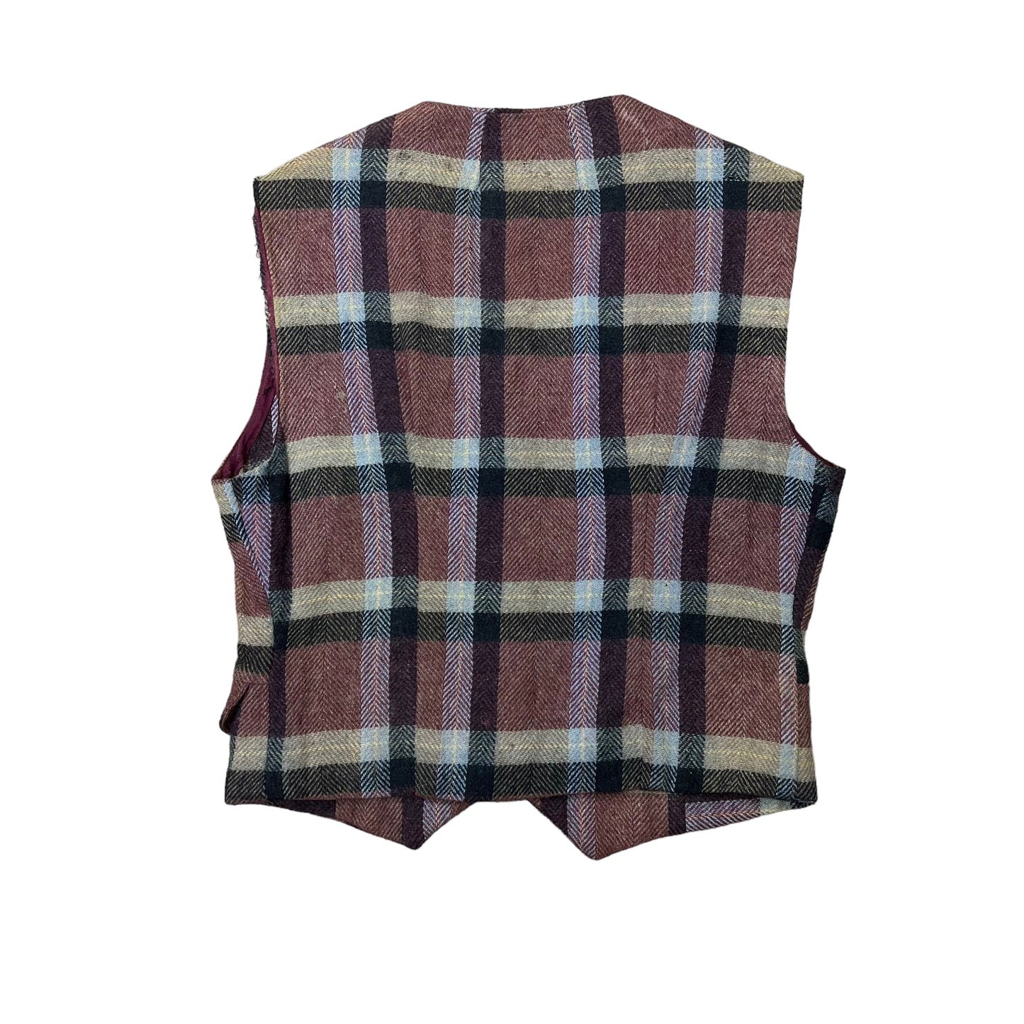 1930s-1940s Brown plaid tweed vest (S)