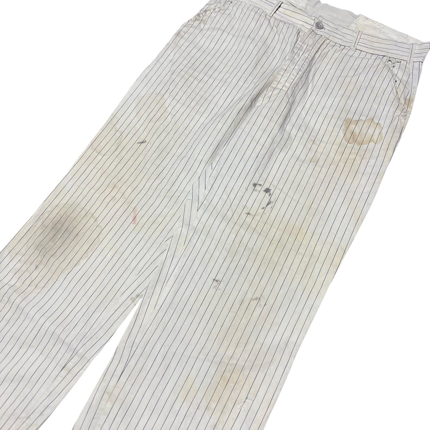 1930s Hapgrade metal button fly white striped work pants (36w)