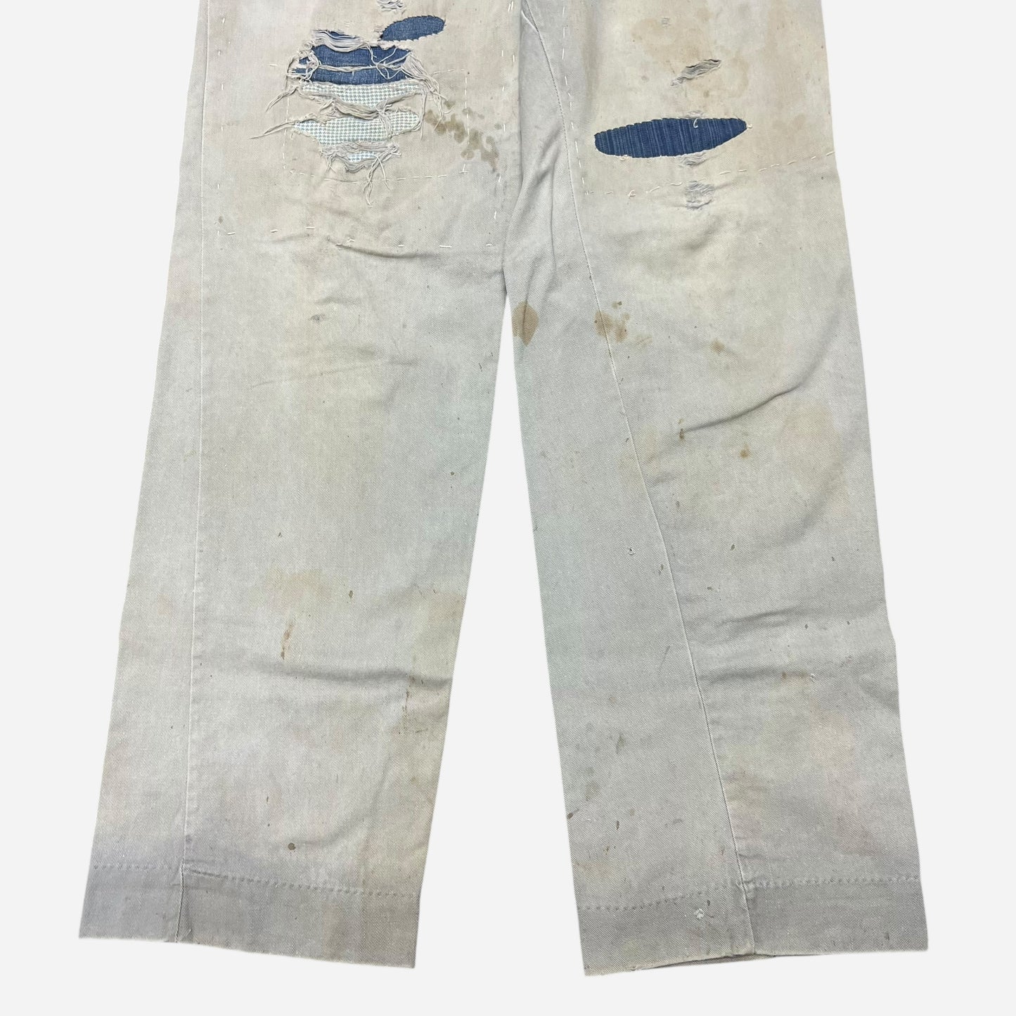 1950s Gray chino denim repaired work pants (29w)
