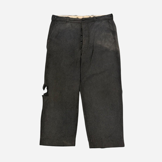 1950s Salt & pepper cotton sail cloth button fly work pants (36w)