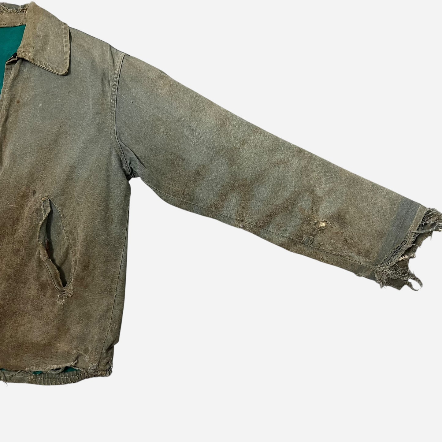 1950s Heavy cotton gray lined work jacket (M)