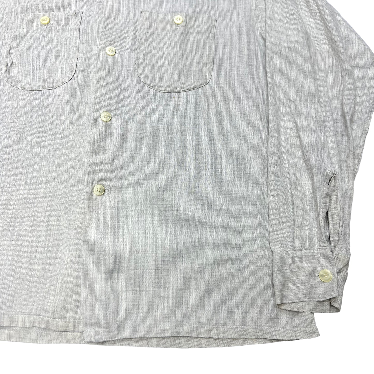 1950s Grey cotton pattern loop collar shirt (M)