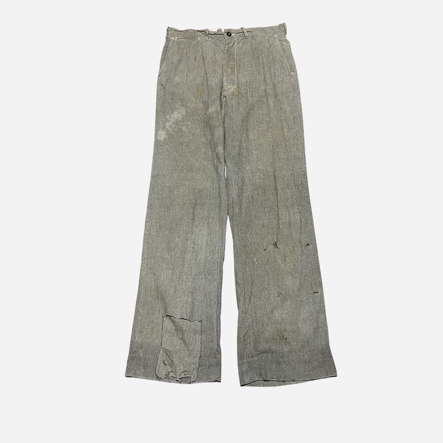 1930s 1940s Green salt and pepper light cotton work pants (32w)