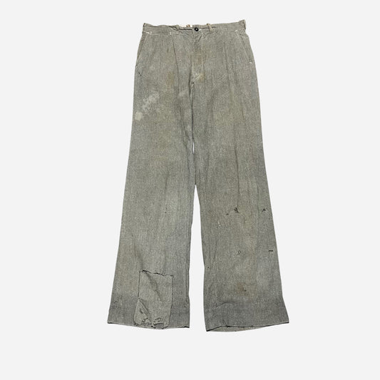 1930s 1940s Green salt and pepper light cotton work pants (32w)