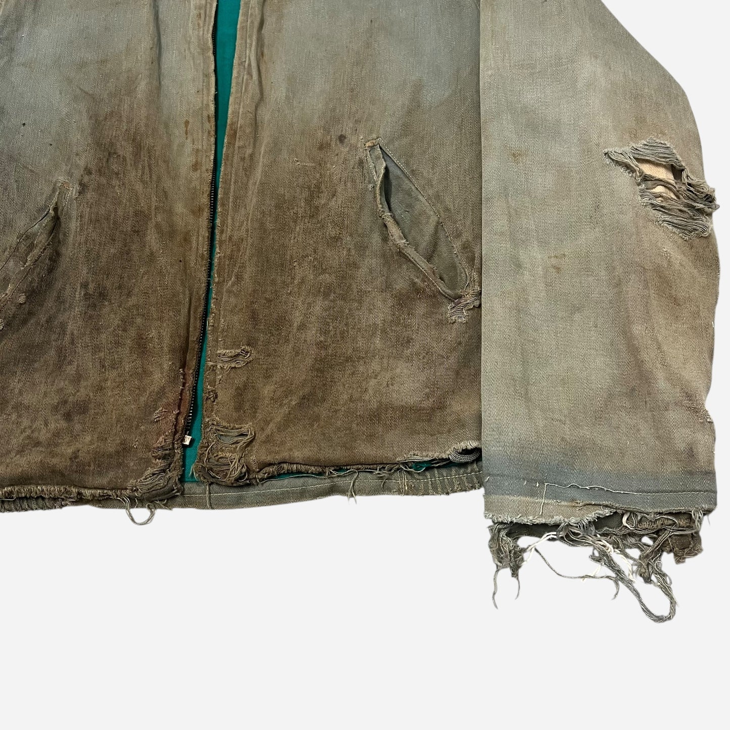 1950s Heavy cotton gray lined work jacket (M)