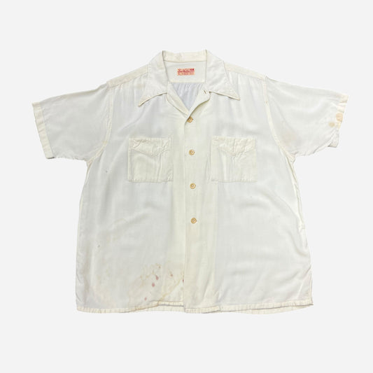 1940s Sun Valley white rayon dart collar shirt (M)