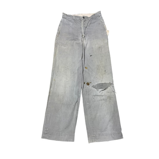 1950s Gray sail cloth chino work pants (28w)