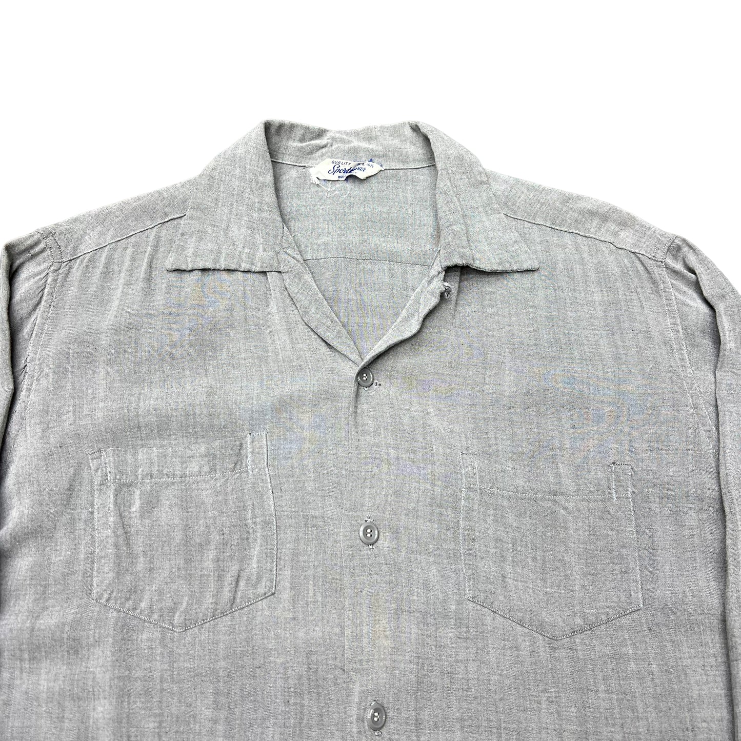 1950s Grey rayon loop collar shirt (L)