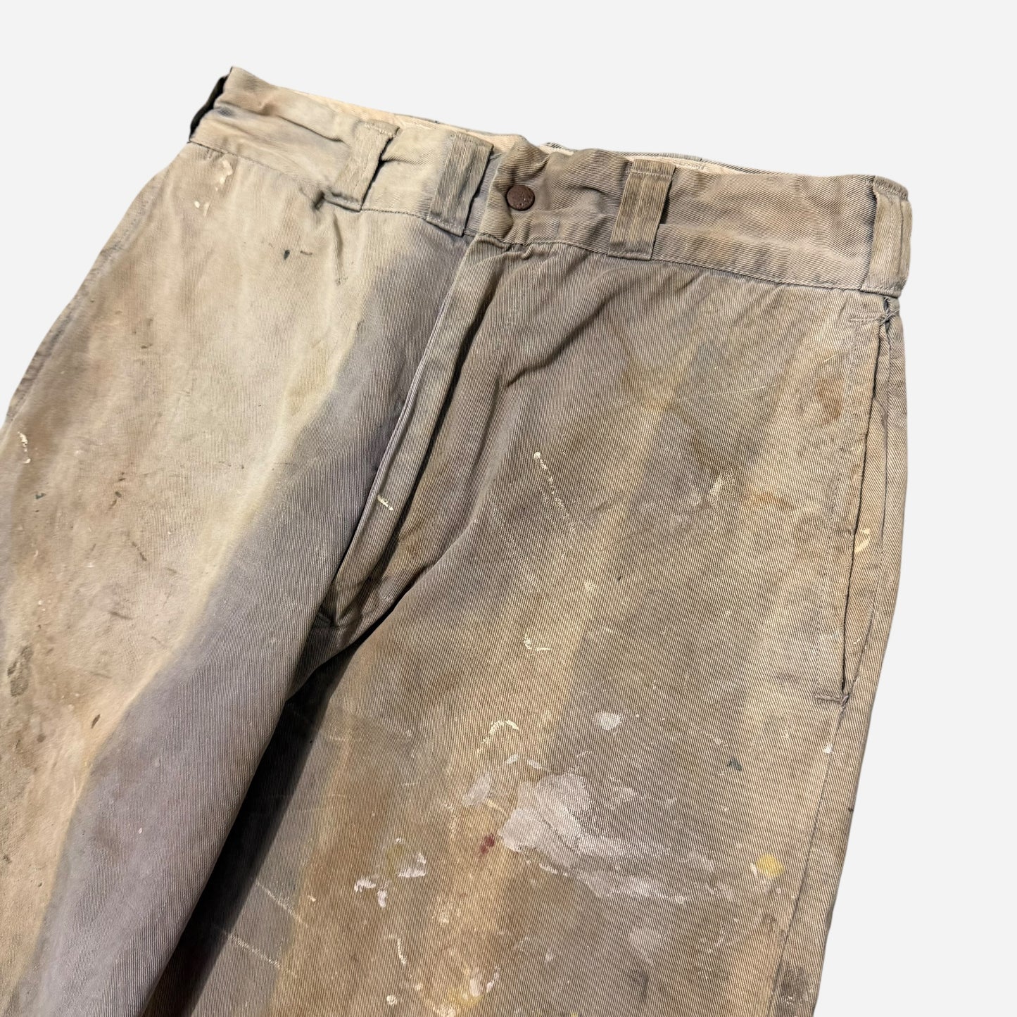 1950s Montgomery Ward Pioneer Dualls gray paint splattered chinos (29w)