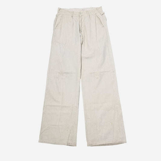1930s Double button side cinch white cotton summer pants (29w)
