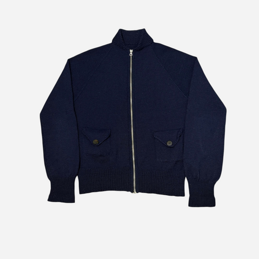 1930s Dark navy wool talon zip up knit cardigan (L)