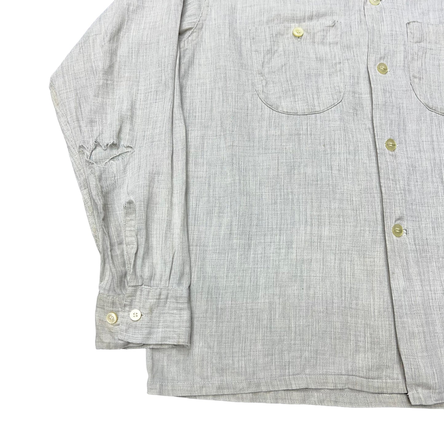 1950s Grey cotton pattern loop collar shirt (M)