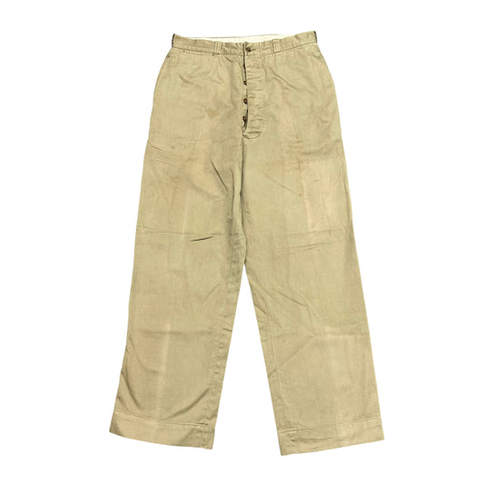 1950s Button fly khaki chino work pants (32w)