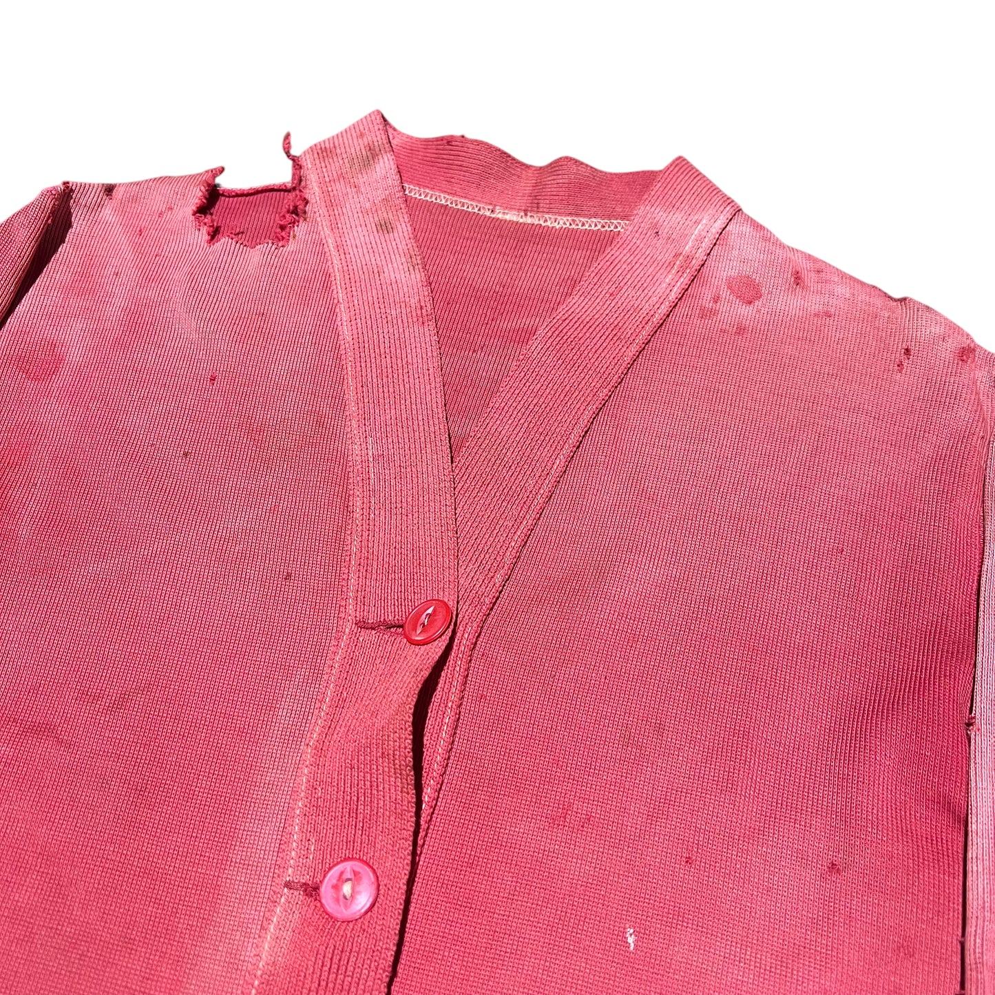 1950s Sun faded red cotton cardigan (S)