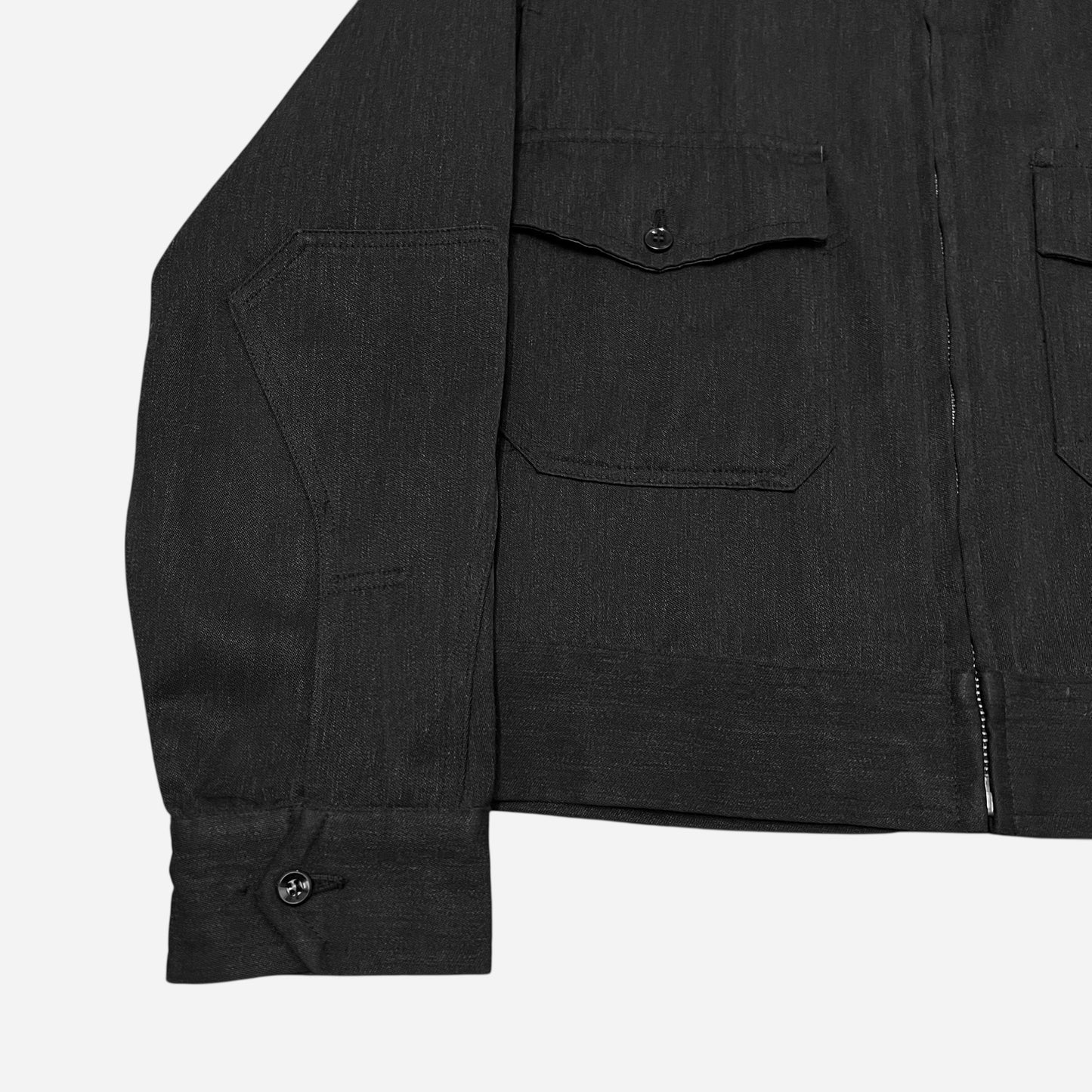 1960s Black cotton whipcord boxy work jacket (M)