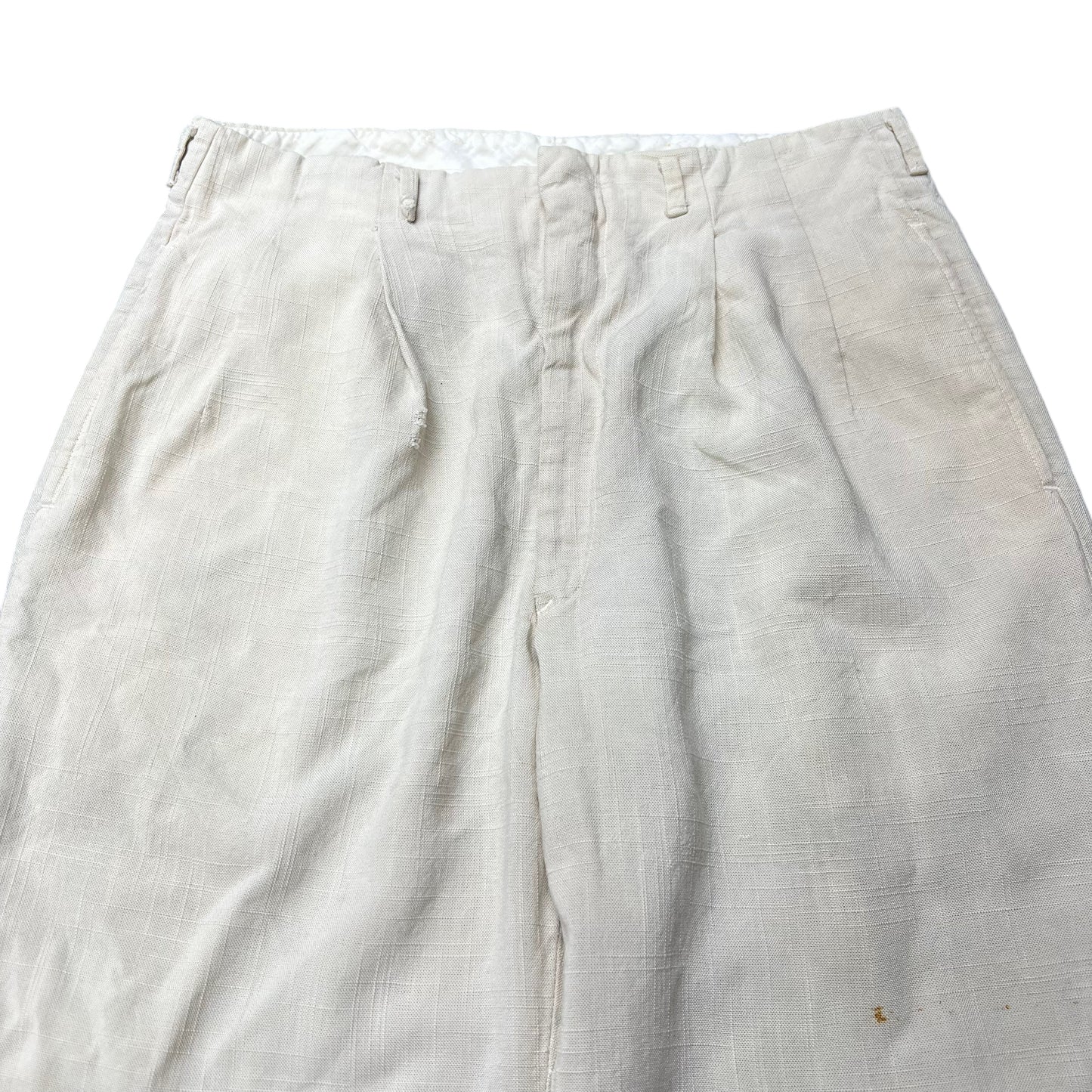 1940s Pleated white linen pants (31w)