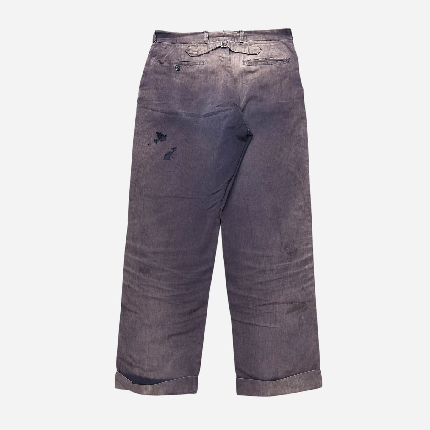 1950s Sweet Orr purple sun faded cotton buckle back work pants (31w)