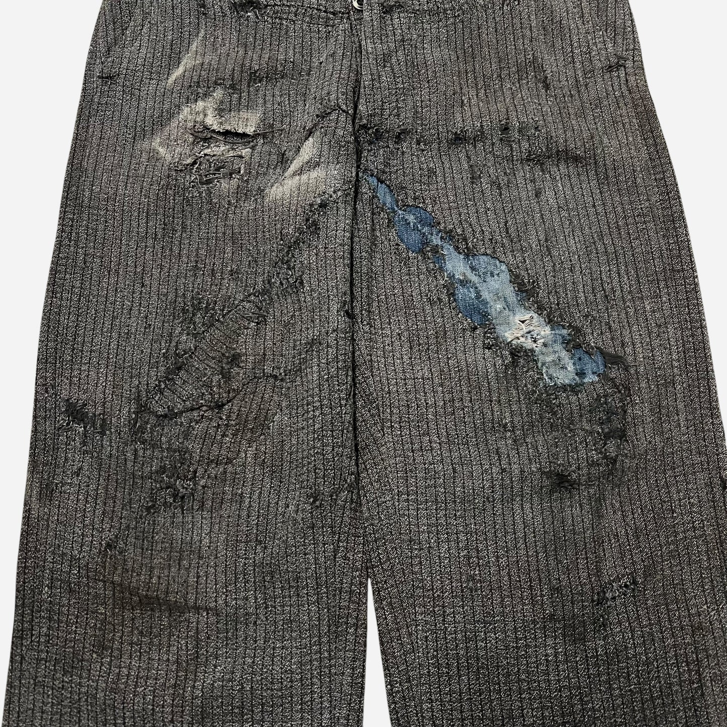 1930s Heavy weave cotton grid pattern repaired pants (31w)