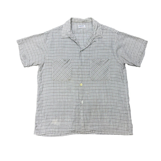 1960s Archdale grid pattern cotton loop collar shirt (L)