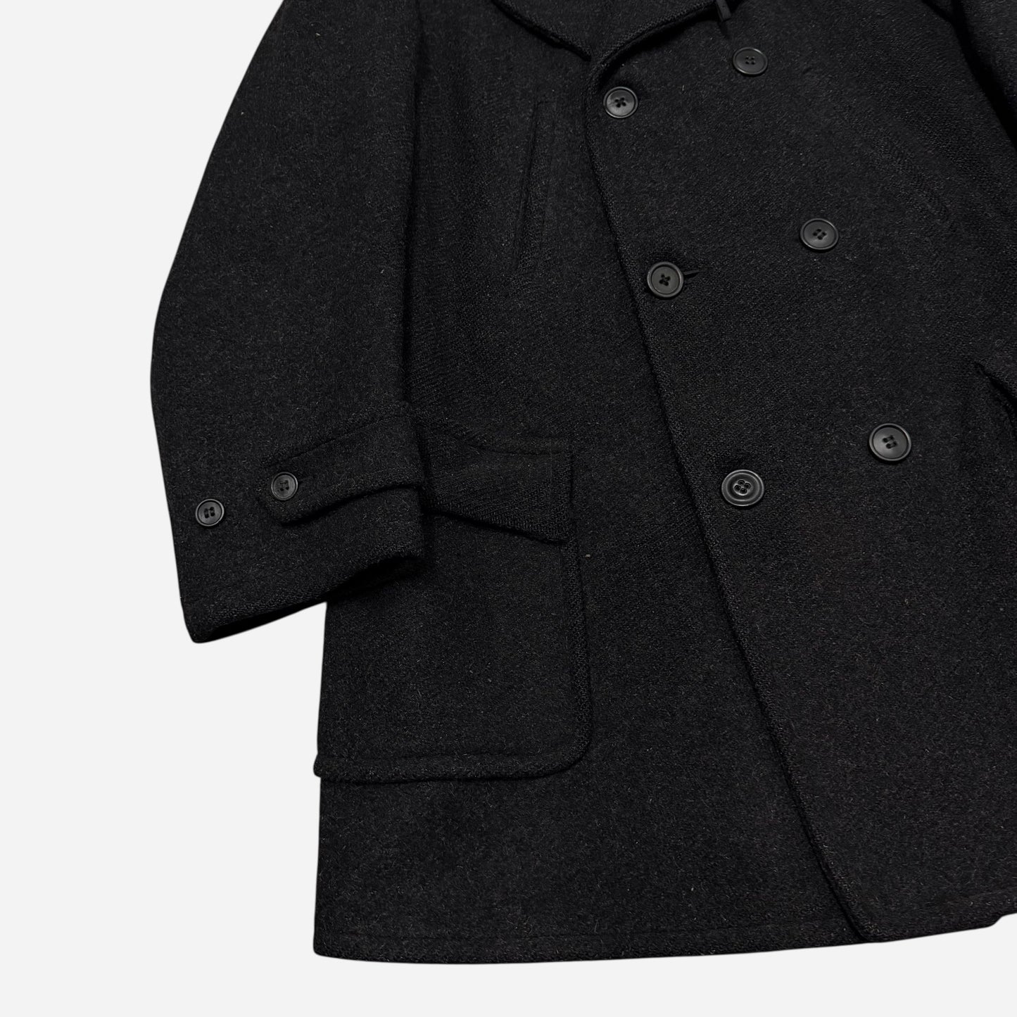 1930s Field & Stream black wool double breasted mackinaw coat (L/XL)