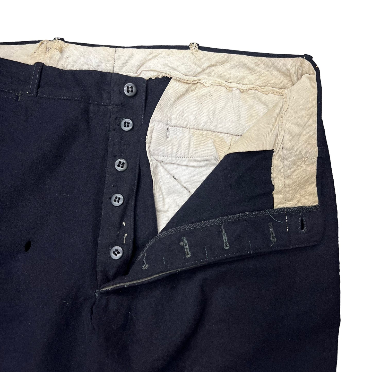 1930s Wool dark navy work trousers (32w)