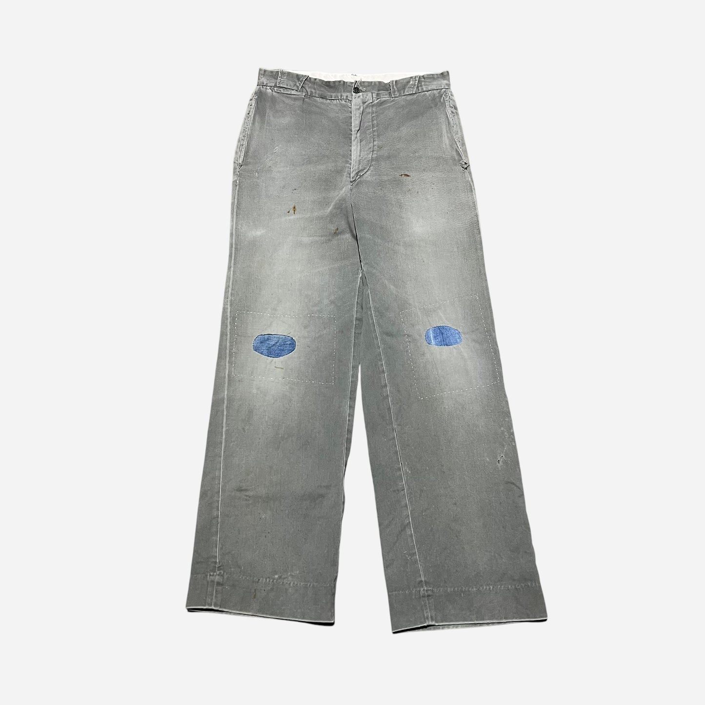 1950s Dark gray chino work pants denim repairs (31w)