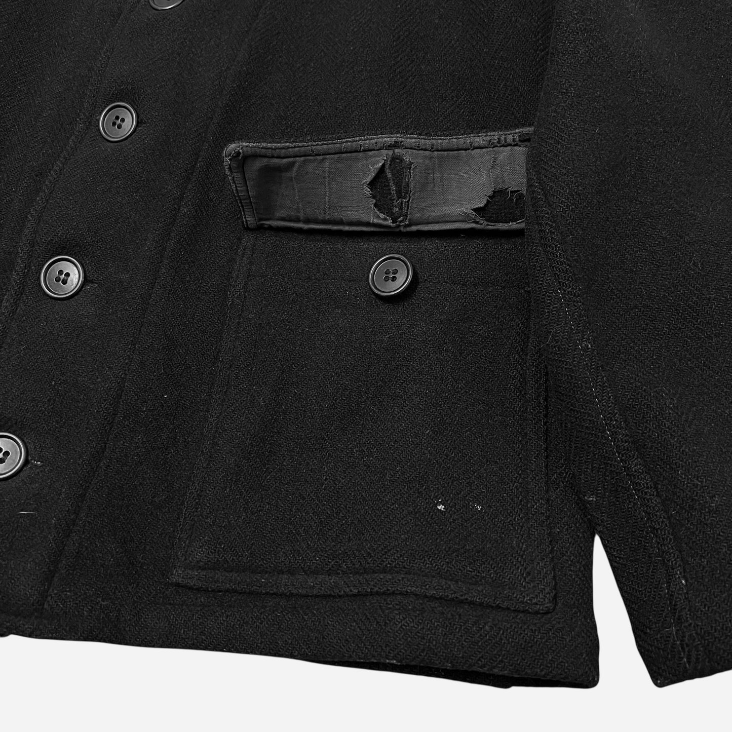 1930s USN Submariner black wool button down coat (M/L)