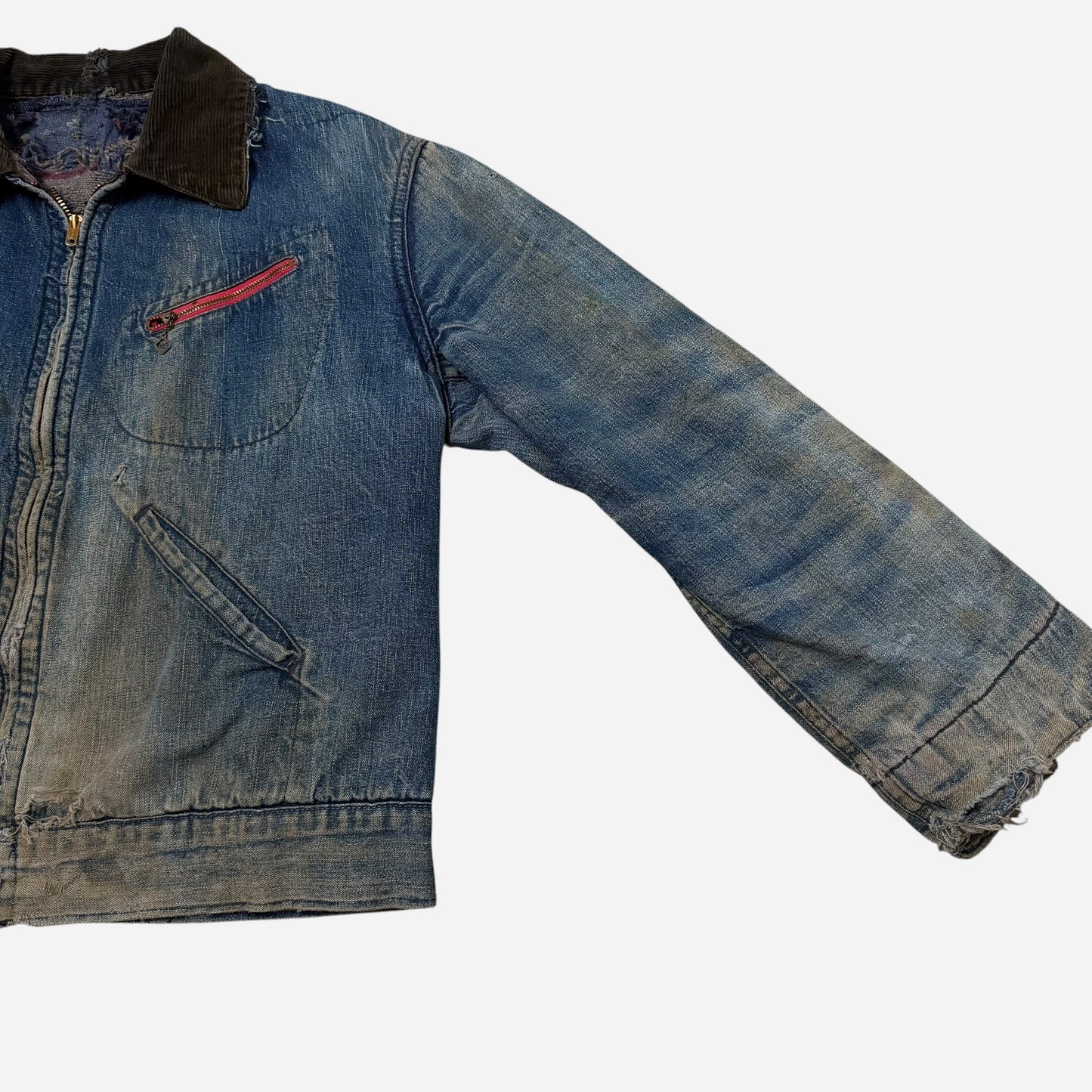 1960s Cropped denim work jacket honey combing (M/L)