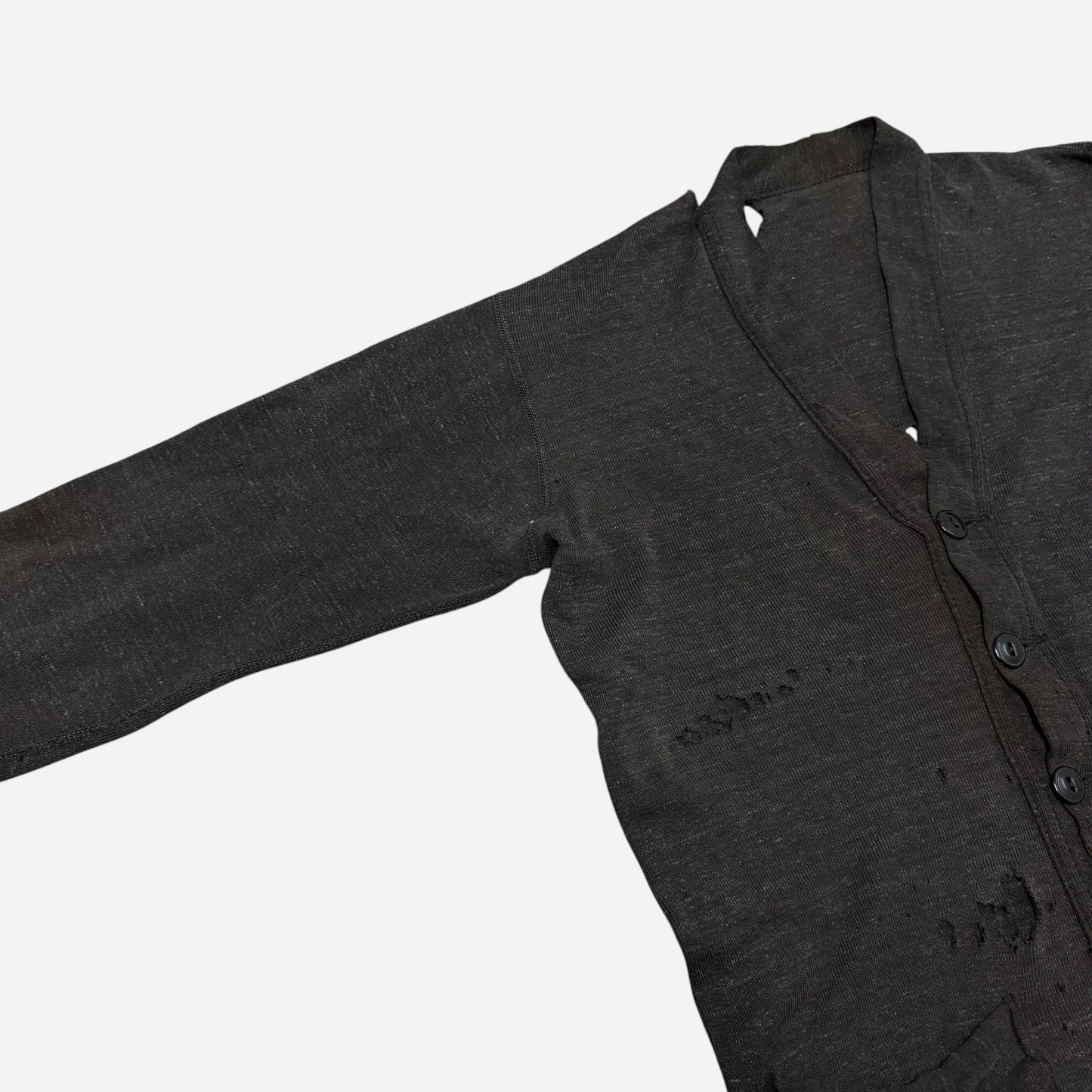 1940s Cotton salt & pepper distressed cardigan (L)