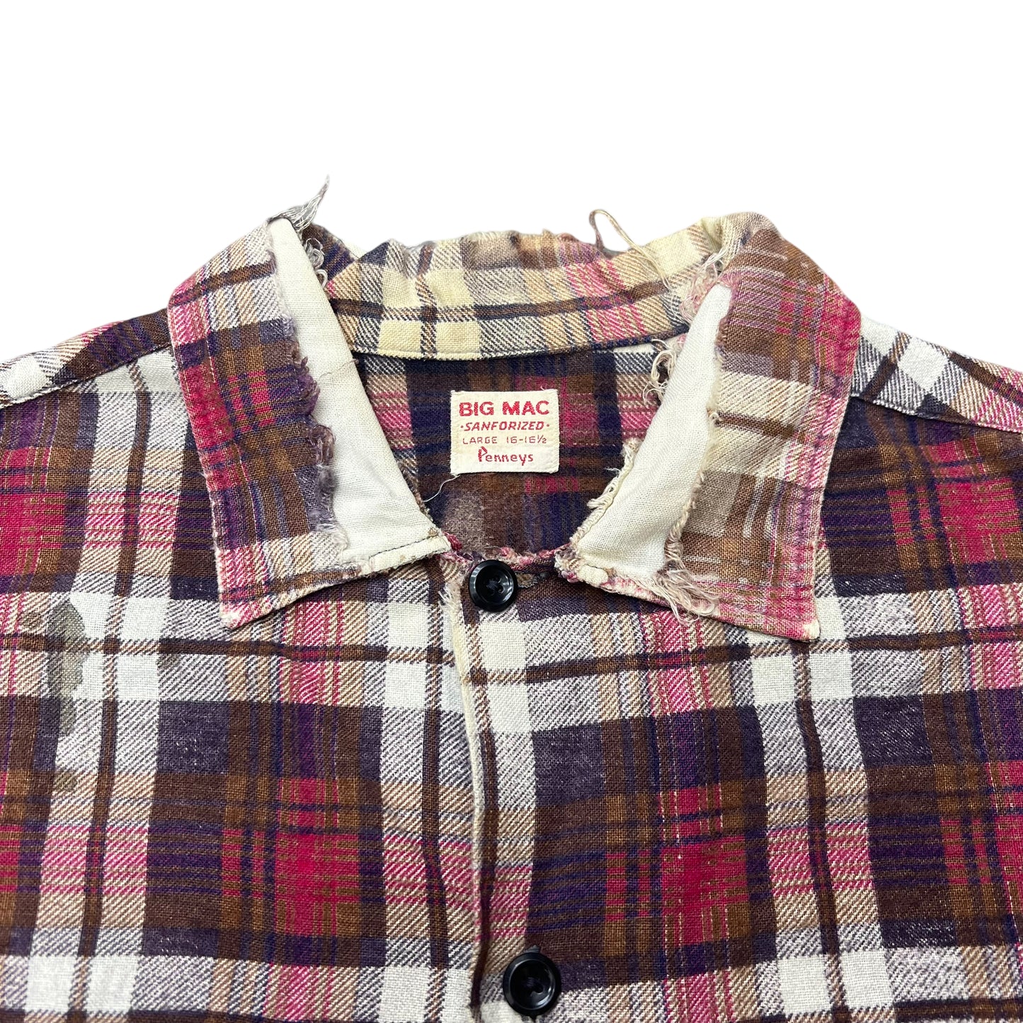 1950s Penney’s Big Mac burgundy plaid cotton shirt flannel (L)