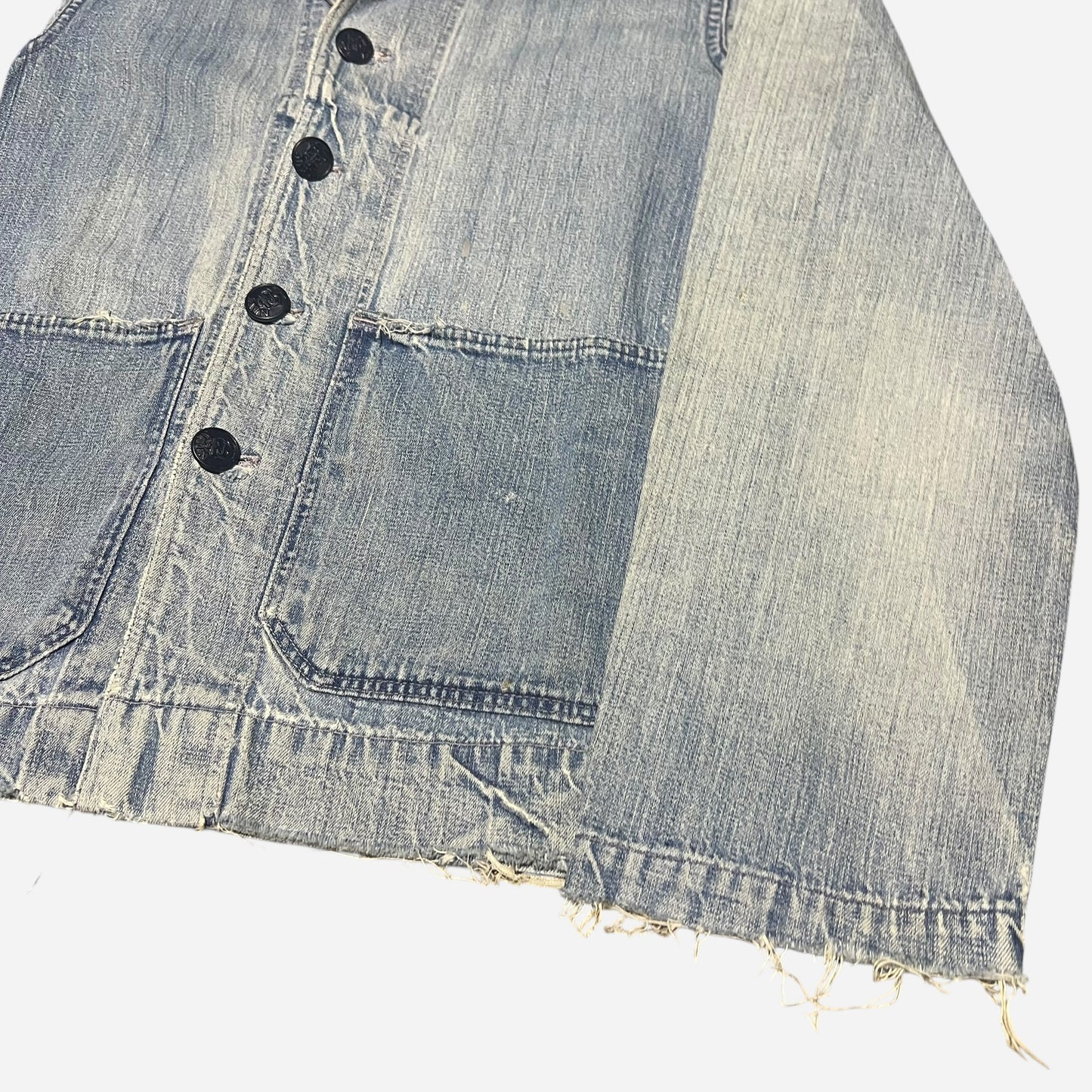 1940s WWII USN Shawl collar denim shirt jacket stenciled (S/M)