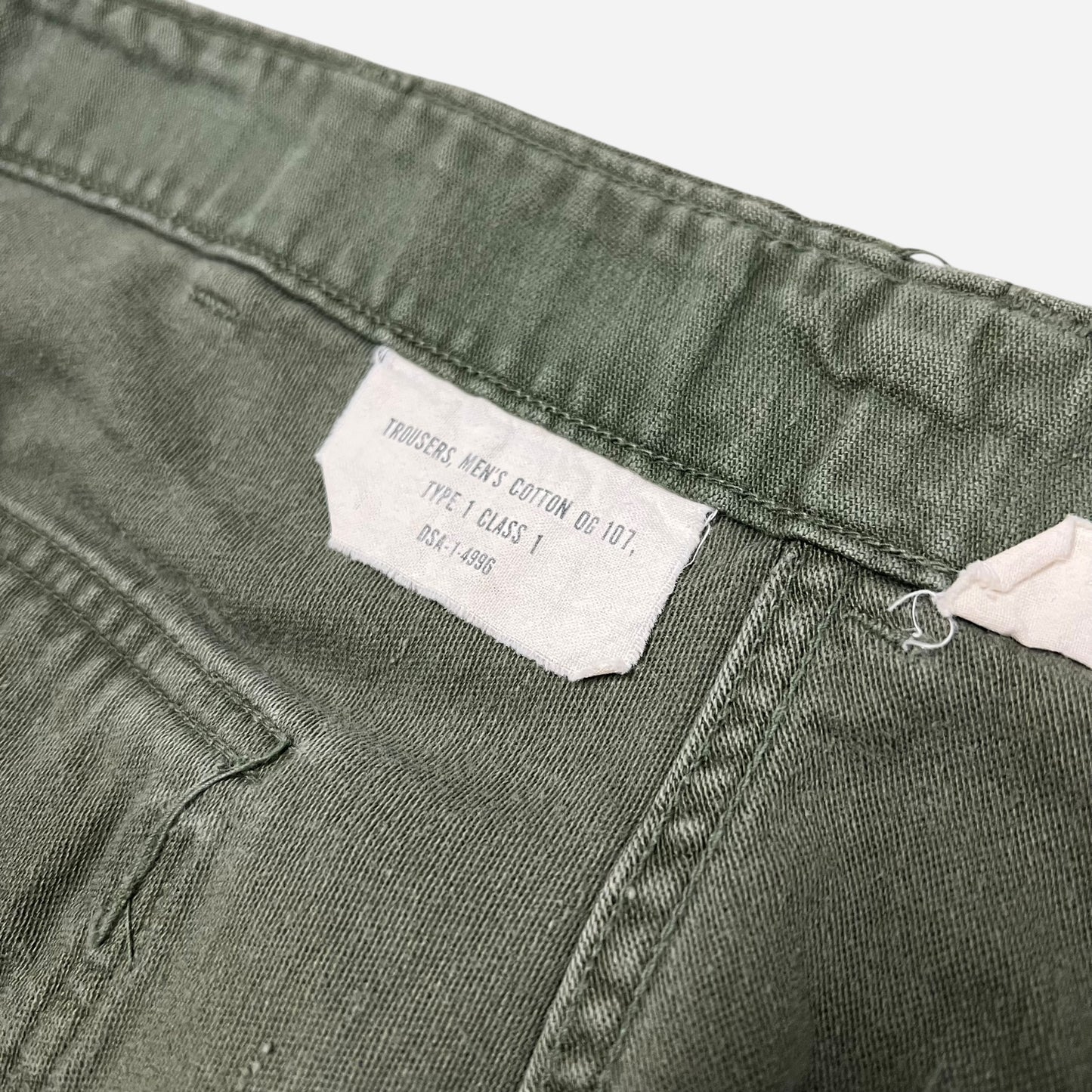 1960s Green OG 107 fatigue pocket button fly pants (32w)