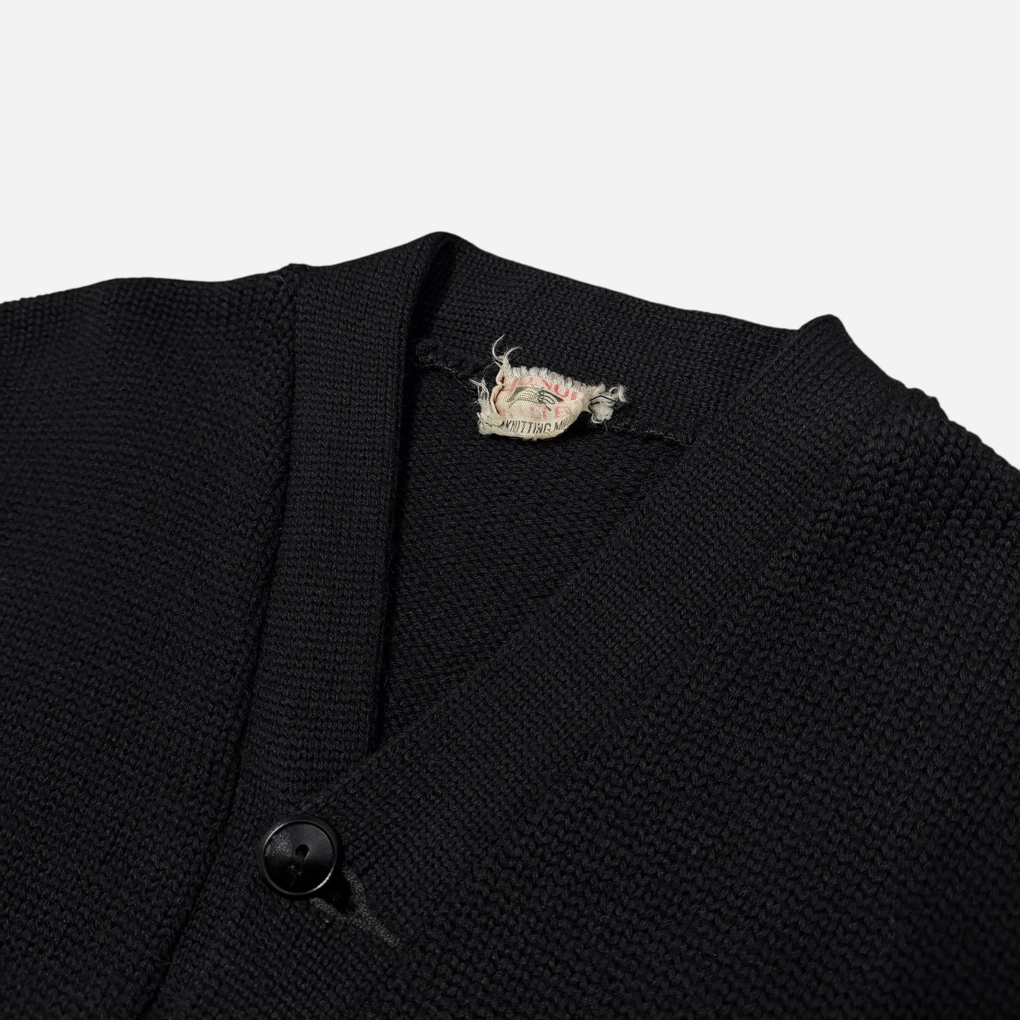 1940s Black wool knit cardigan sweater (M)