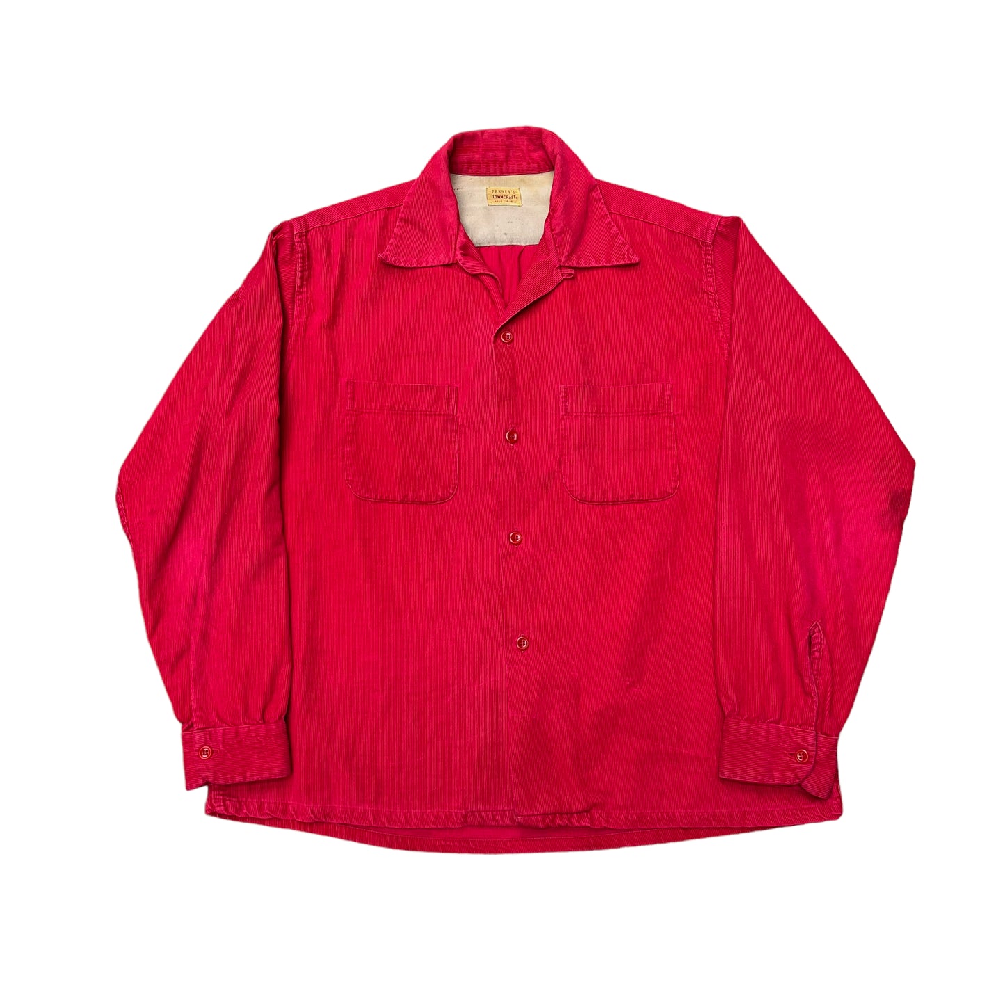 1950s Pennys Towncraft red corduroy shirt (L)