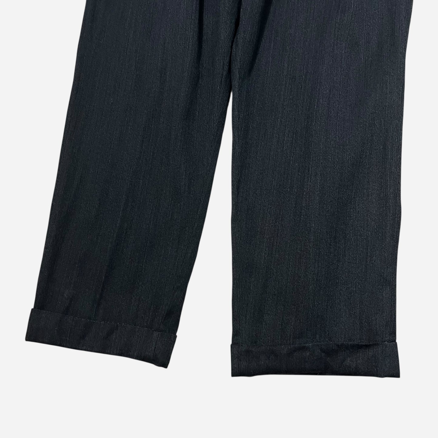 1940s Black/navy textured cotton pleated pants (30w)