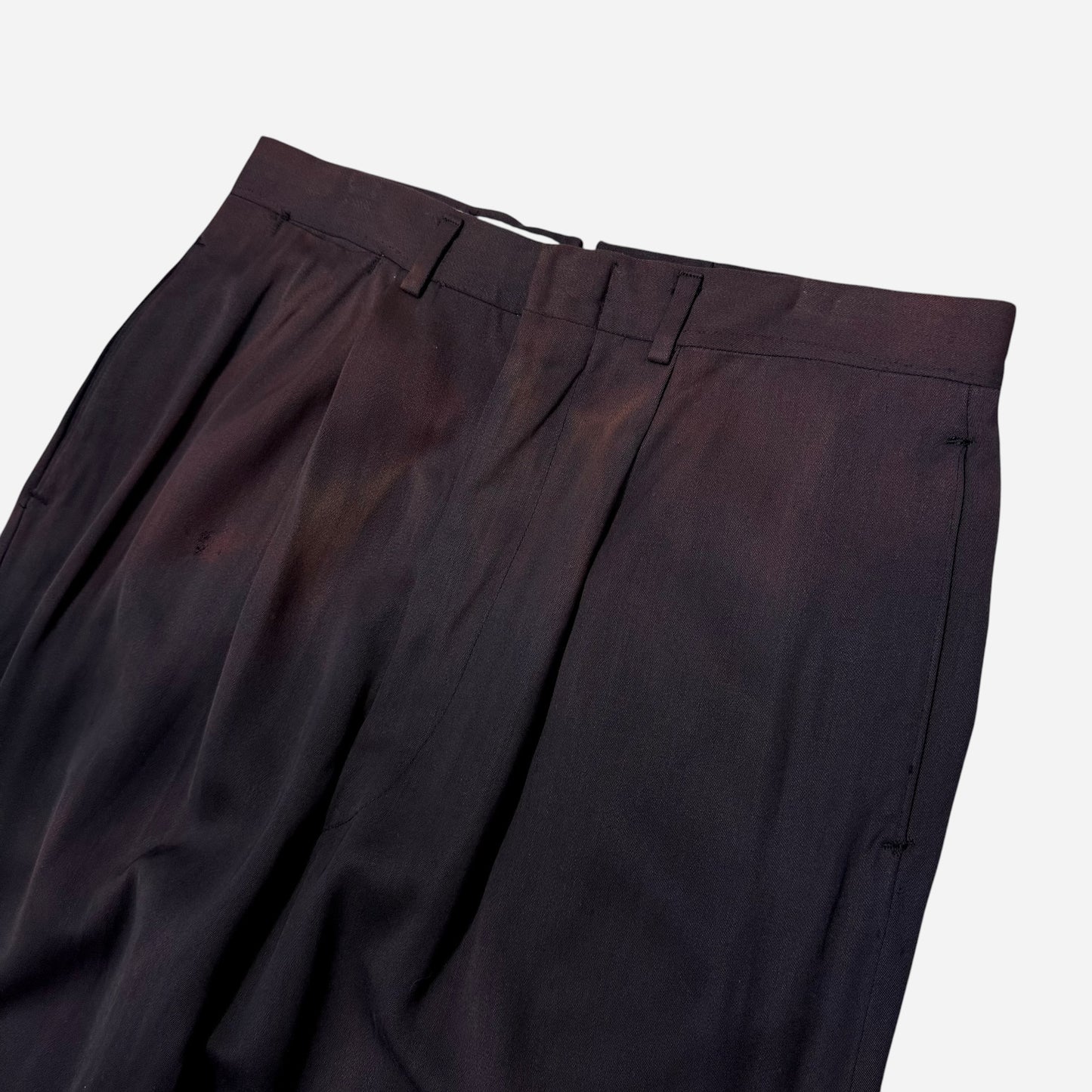 1950s Black sun faded rayon pleated pants (28w)